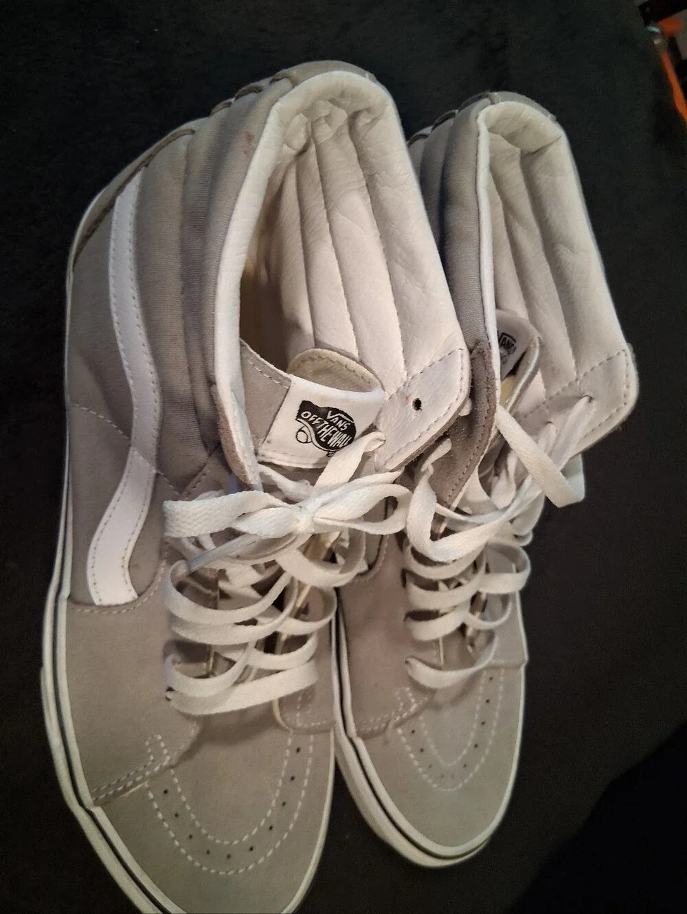 Vans High-Top Sneakers in Light Gray and White